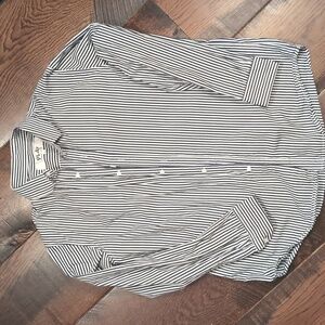 COMME DES GARCONS PLAY Broad Stripe Oxford Button Up Cotton Shirt White Black XL
